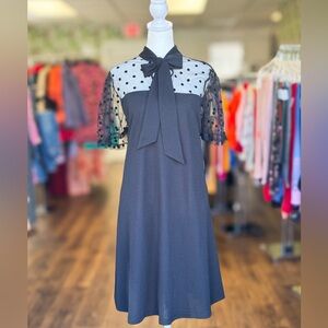 SOLD / Shein Mesh Polka Dot Dress with Neck Tie 1XL